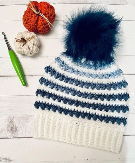 Striped Crochet Beanie, Albert Canada, Beanie Crochet Pattern, Winter Crochet, Womens Crochet Patterns, Beanie Crochet, Cap Patterns, Handmade Hat, Crochet Beanie