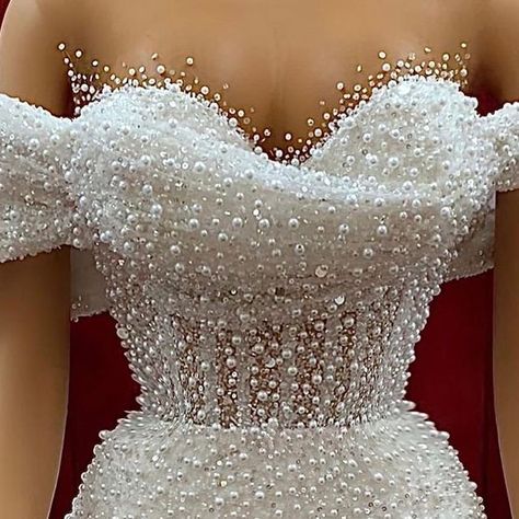 Pearl Lace Wedding Dress, Ibo Blouse, Rich Wedding, Extravagant Wedding Dresses, Pearl Wedding Dress, Classy Prom, Extravagant Wedding, Pearl Lace, Draping Fashion