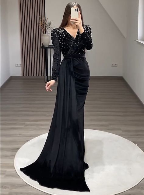 Fall Wedding Guest, Dresses Formal Elegant, Black Tie Gala, Evening Gowns Elegant, Evening Dresses Cocktail, Party Dress Long Sleeve, Maxi Gown Dress, Maxi Dress Formal, Mermaid Party