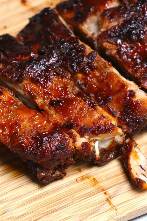 Sticky and Tender BBQ Pork Loin Back Ribs - IzzyCooking Pork Loin Rib Half Recipes, Pork Loin Back Ribs Grill, Pork Loin Rib End Roast Boneless, Bbq Pork Loin Recipes Oven Baked, Pork Back Ribs Grill, Pork Loin Back Ribs Recipes, Boneless Pork Loin Ribs Recipes, Pork Loin Ribs In Oven, Bbq Pork Loin Recipes