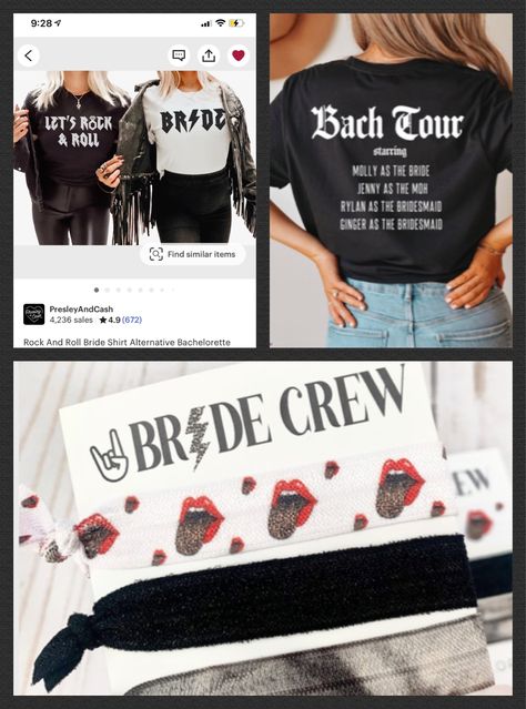 Pitbull Singer Themed Party, Rap Bachelorette Party, Bachelorette Party Ideas Rock And Roll, Rock And Roll Bridal Shower Ideas, Jonas Brothers Bachelorette Party, Emo Bachelorette Party Outfits, Rock On Bachelorette Party, Bach Stage Pass Bachelorette, Rock Theme Bachelorette Party