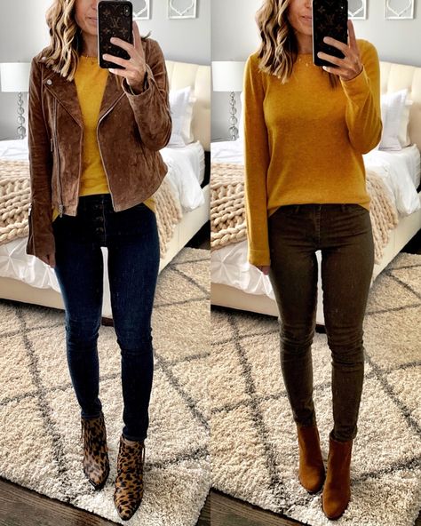 IG: @mrscasual | Cute casual fall outfit Mustard Sweater Outfit Fall, Mustard Top Outfit, Mustard Sweater Outfit, Mustard Outfits, Mustard Sweater, Dresses Casual Fall, Casual School Outfits, Summer Dress Outfits, Casual Fall Outfits