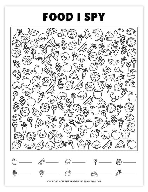 Free Printable I Spy Game – Food Themed I Spy I Spy Pictures Free Printable, I Spy Coloring Pages, Food Worksheets For Preschool, Ispy Worksheet For Kids, Food Related Activities For Kids, I Spy Worksheets Printables, Food Themed Activities For Kids, Look And Find Printables Kids Free, Food Related Games