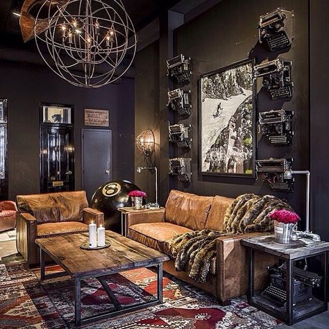 42+ Stunning Man Cave Ideas & Designs For Successful Men In 2020 Mancave Bedroom Ideas, Classy Man Cave, Rustic Eclectic, Man Cave Bedroom, Man Cave Room, Man Cave Home Bar, Man Room, Man Caves, Dark Interiors