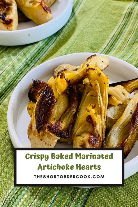 Crispy Baked Marinated Artichoke Hearts - The Short Order Cook Marinated Artichoke Hearts Recipes, Canned Artichoke Recipes, Tapas Appetizers, Roasted Artichoke Hearts, Artichoke Heart Recipes, Marinated Artichoke Hearts, Gluten Free Recipes Appetizers, Baked Artichoke, Roasted Artichoke