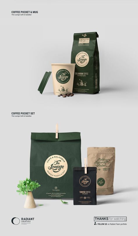 Green Coffee Packaging, Moodboard Cafe, Cafe Branding Design, Cafe Logos, Lounge Cafe, Coffee Brands, Cafe Logo Design, Coffee Shop Branding, Cafe Branding