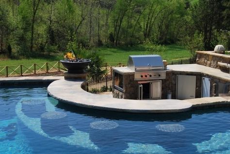 Pool, bar, and bbq Well maybe if I hit lotto Swim Up Bar, Tropical Pool, Dream Pools, Have Inspiration, Pool Bar, Dream Backyard, Cool Pools, Backyard Oasis, Pool Designs