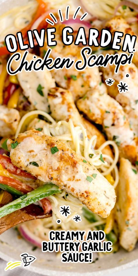 Chicken Scampi Olive Garden, Olive Garden Chicken Scampi, Chicken Scampi Pasta, Copycat Olive Garden Chicken, Chicken Scampi Recipe, Chicken Linguine, Olive Garden Chicken, Chicken Scampi, Scampi Pasta