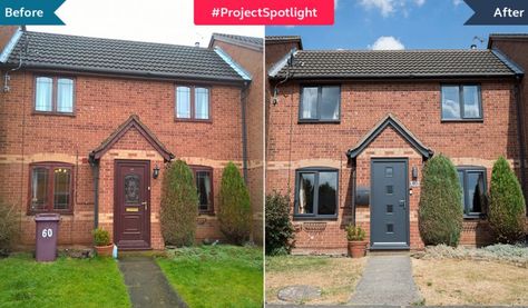 #ProjectSpotlight: Anthracite Grey windows and doors Red Brick Grey Windows, Grey Windows Exterior Red Brick, Red Brick House Grey Windows, Brick House Grey Windows, Grey Windows Exterior, House With Grey Windows, Anthracite Windows, Anthracite Grey Windows, Grey Window Frames