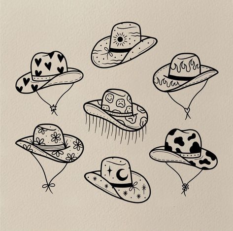 Western Tattoo Ideas, Cowboy Hat Tattoo, Western Tattoo, Cowgirl Tattoos, Cowboy Tattoos, Flash Sheets, Western Tattoos, Tattoos Geometric, Tattoo Ideas Female