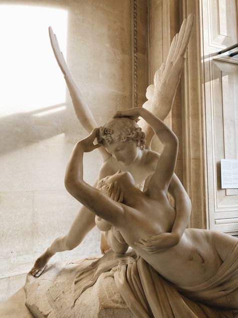 Cupid And Psyche Sculpture, Cupid And Psyche Statue, Kissing Statues Sculpture, Cupid And Psyche Art, Psyche Revived By Cupid's Kiss, Cupid Statue, Romantic Statues, Psyche Goddess, Vintage Cupid