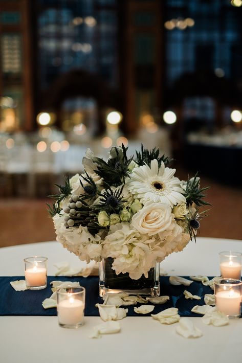 Black And White Floral Centerpieces, Black And White Centerpieces, White Centerpieces, Masquerade Prom, White Floral Centerpieces, White Centerpiece, 100th Birthday, Navy Wedding, October Wedding