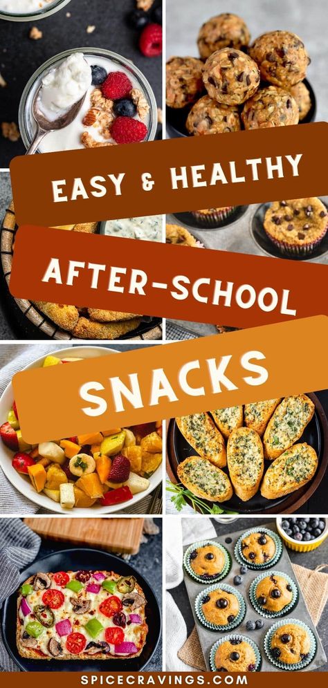 Easy and healthy after-school snacks that are delicious and filling, loaded with nutrients, and easy to plan ahead for the school season. #snacks #healthyrecipes Healthy Snacks To Keep At Home, Filling School Snacks, Snack Ideas For Family, Cookies For School Lunches, Healthy After School Snacks Make Ahead, Hearty After School Snacks, Salty School Snack, Low Calorie After School Snacks, Fall After School Snacks