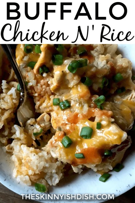 When you can make comfort foods recipes with a healthy twist, it’s the best! This Buffalo Chicken N’ Rice will soon be one of your favorite dinners! #chickenandrice #buffalochicken #ww Buffalo Chicken And Rice, Chicken N Rice, Buffalo Chicken Rice, Skinnyish Dish, Ww Dinners, Ww Dinner, Local Recipes, Chicken Dance, Macro Recipes