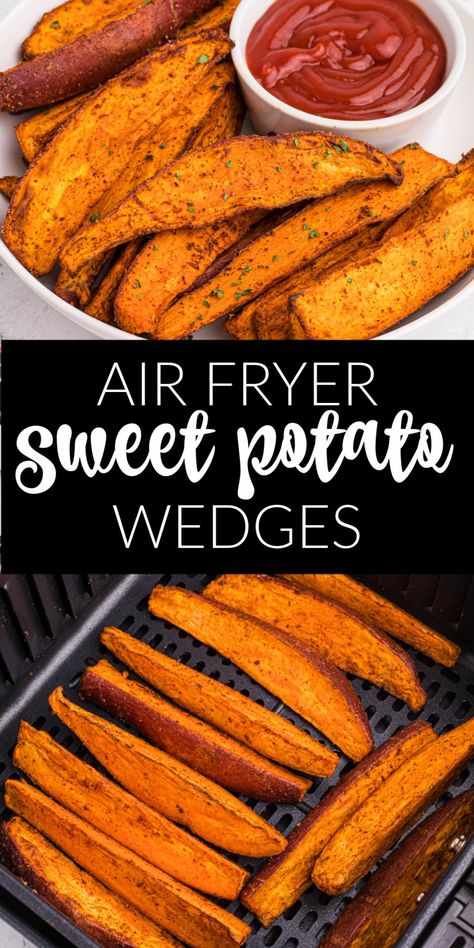 Air Fryer Sweet Potato Wedges, Airfryer Recept, New Air Fryer Recipes, Air Fryer Recipes Snacks, Recipes Air Fryer, Air Fryer Cooking Times, Chia Recipe, Cooks Air Fryer, Air Fried Food