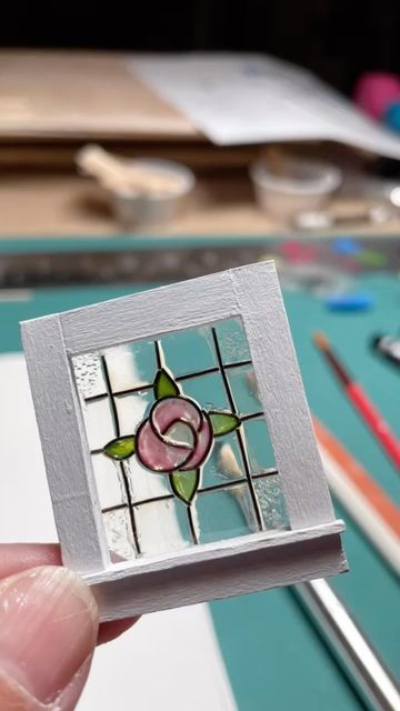 Tiny Stained Glass Projects, Mini Stained Glass Projects, Barbie Things, Gothic Windows, Fairy Village, Mini Diy, The Kinks, Stained Glass Paint, Stained Glass Decor