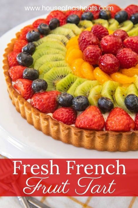 French Fruit Tart Recipe, Fruit Tart Glaze, French Fruit Tart, Tart Glaze, Fruit Tart Recipe Easy, Easy Fruit Tart, Showstopper Dessert, Fresh Fruit Tart, Fruit Tart Recipe