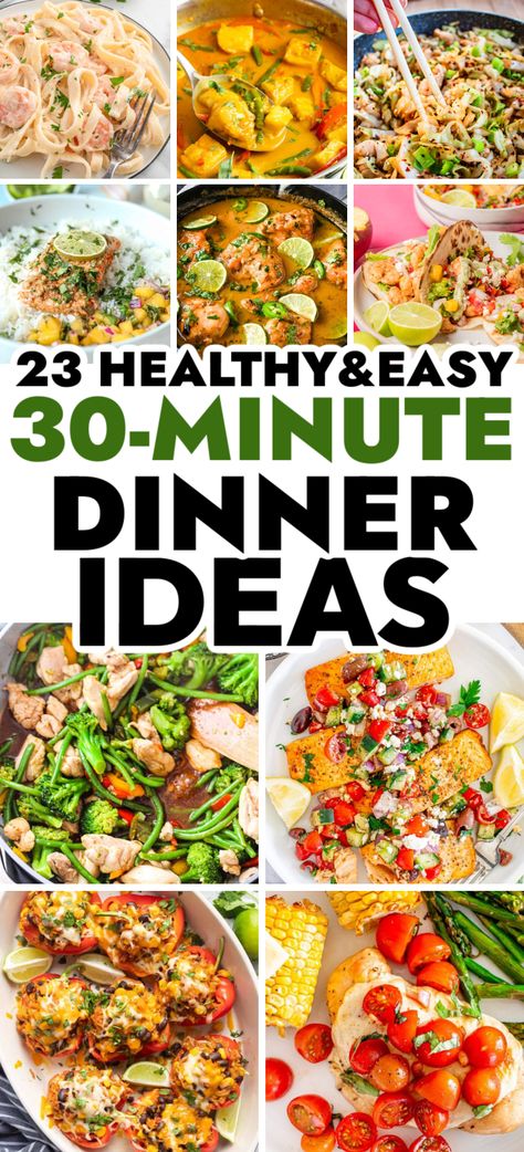 30 Minute Dinners – Make a healthy and easy dinner just in 30 minutes with these easy and quick weeknight dinner ideas that will take you just an half of hour to make. Healthy dinner recipes cheap, easy healthy recipes dinners, quick and healthy dinner ideas, healthy eating, dump and go dinner ideas, easy kid friendly dinners picky eaters, quick dinner ideas for kids picky eaters, quick dinner ideas for family busy mom easy meals, cheap and quick school nighr meals. Easy Small Ingredient Recipes Dinner, Easy Yummy Family Dinners, Weekly Dinners For Family, Cheap Easy Quick Dinners For Family, Eat Healthy Dinner Easy Recipes, Healthy Meal Dinner Ideas, Simple Weekly Dinner Menu Ideas, Easiest Supper Ideas, Something Easy To Make For Dinner