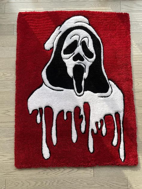 Handmade tufted rug with the character Ghostface from Scream Tufted Rugs, Canadian Artists, Tufted Rug, Scream, Get Ready, Birthday Ideas, Original Art, Rug, Instagram Photos