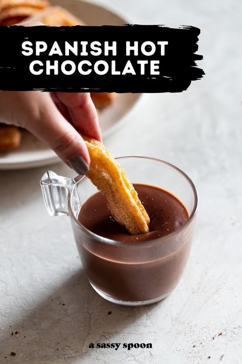 Churros And Hot Chocolate, Spanish Churros And Chocolate, Spanish Hot Chocolate And Churros, Cuban Hot Chocolate, Chocolate For Churros, Spaniard Food, Spanish Hot Chocolate Recipe, Thick Hot Chocolate Recipe, Spanish Hot Chocolate