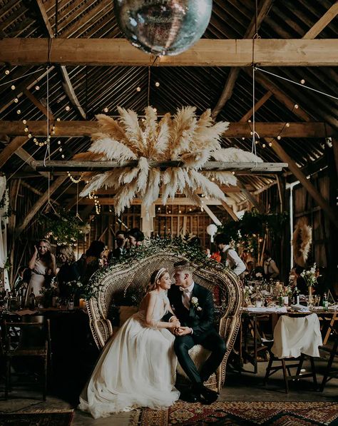 Rustic Wedding Decor and Pampas Grass Installation At Barn Wedding Rustic Barn Wedding Decorations, Lake District Wedding, Sunflower Wedding Bouquet, Barn Wedding Decorations, Rock Wedding, Grass Wedding, Boho Wedding Inspiration, Rock My Wedding, Future Wedding Plans