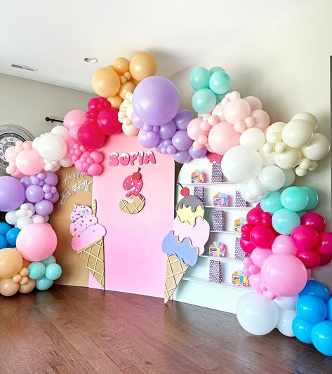 Can’t wait for all the cutest summer party themes! Here’s “Sofia is 3 scoops of fun” 3rd birthday party from last summer. #icecream #icecreamparty #sweetone #birthdayparty #kidsbirthday #thirdbirthday #birthdayideas #pastel #sweet #summerparty #3scoopsoffun #threescoopsoffun #scoopsoffun #icecreamcutouts #charlotteballoons #cltballoons #charlottepartyplanner #cltpartyplanner #partydecor #eventdecor #partyrentals #eventrentals #partyplanner #eventplanner #rentals #babyshowet #anniversary #wed... Three Scoops Of Fun Birthday Party Ideas, 3 Scoops Of Fun Birthday Party, Three Scoops Of Fun Birthday Party, 3 Scoops Of Fun Birthday, Three Scoops Of Fun Birthday, Third Birthday Party Themes, Three Scoops Of Fun, Summer Party Themes, Third Birthday Party