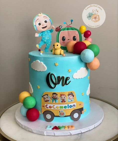 Cocomelon Cake Icing Design, Cake Ideas For 1st Birthday Boys, Cocomelon Cake For 1st Birthday, Coco Melon Cake Design, Cocomelon Cake 3rd Birthday, First Birthday Cake Cocomelon, Coco Melon Birthday Cake Ideas, Coco Melon Birthday Cakes, Cakes For 1st Birthday Boy