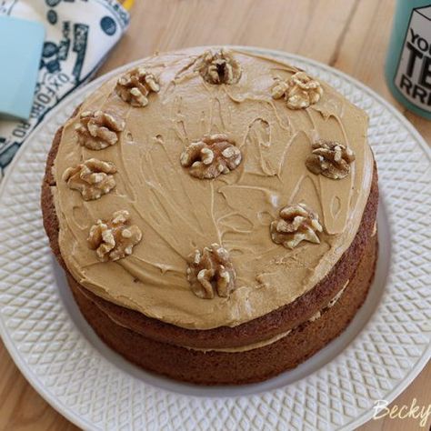 Gluten Free Coffee & Walnut Cake Recipe (dairy free) Coffee Sponge Cake, Coffee Walnut Cake, Gluten Free Coffee, Coffee And Walnut Cake, Mary Berry Recipe, Walnut Cake, Easy Coffee, Berries Recipes, Mary Berry