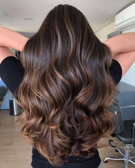 Balyage Long Hair, Dark Brown Hair Balayage, Partial Balayage, Balayage Long Hair, Black Hair Balayage, Brown Hair Inspo, Brunette Hair With Highlights, Balayage Hair Dark, Dark Hair With Highlights