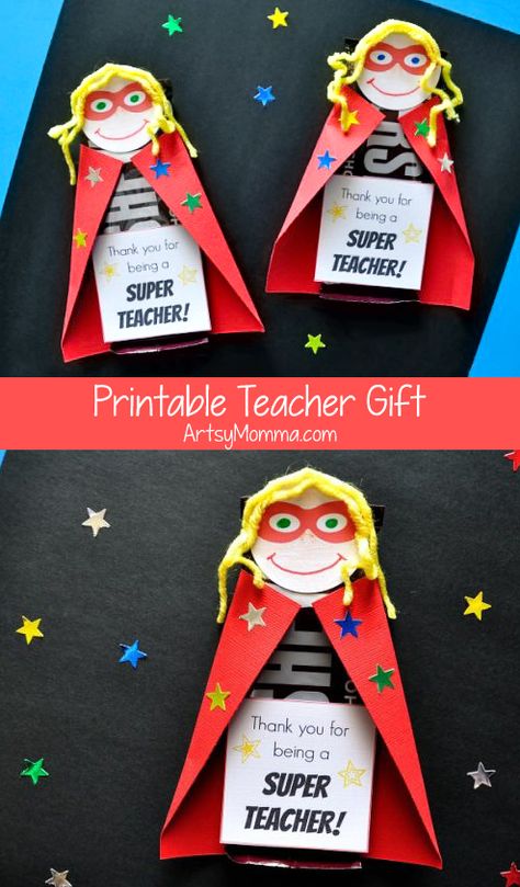 Teacher Appreciation Activity, Teacher Appreciation Gift Diy, Teachers Day Printables, Crafts For Teacher Appreciation, Superhero Teacher Appreciation Gifts, Superhero Gift Ideas, Diy Cards For Teachers, Bee Teacher Gifts, Cheap Teacher Appreciation Gifts