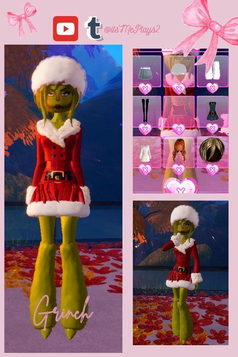 Fashion: #fashion, #style, #outfitinspiration, #beauty Grinch Dress To Impress Outfit, Grinch Dti Outfit, Dress To Impress Theme Me In 50 Yrs, The Grinch Dress To Impress, Grinch Dress To Impress, Dress To Impress Christmas Outfit, Christmas Dti Outfits, Christmas Dress To Impress, Dystopia Outfit