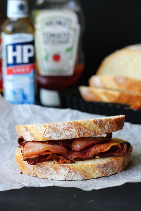 Bacon Sarnie | The Sugar Hit Bacon Sarnie, Sandwich Blt, Bacon Sandwiches, Asda Recipes, Bacon Roll, Welsh Recipes, British Dishes, Bacon Sandwich, Best Bacon