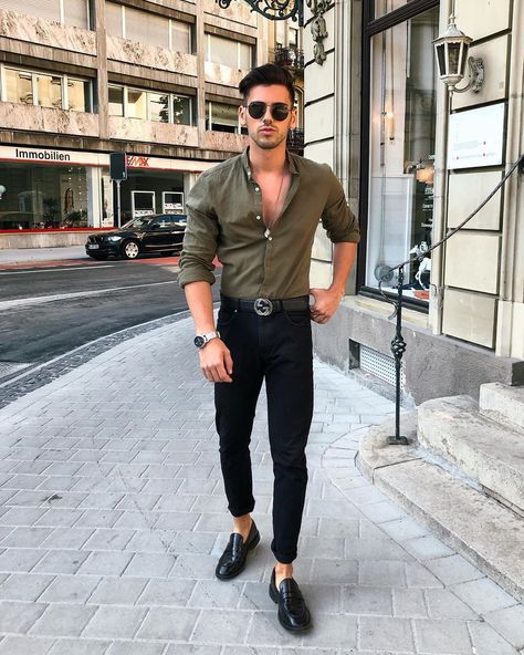 Gucci Belt Outfit Men, Green Shirt Outfit Men, Green Shirt Outfit, Black Shirt Outfit Men, Green Shirt Outfits, Gucci Belt Outfit, Green Shirt Men, Black Shirt Outfits, Men Fashion 2020