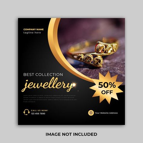 Square Jewelry Design, Jewelry Flyer Design, Jewelry Social Media Post, Square Flyer Design, Jewelry Social Media, Poster Business, Media Advertising Design, Secret Websites, Social Media Advertising Design