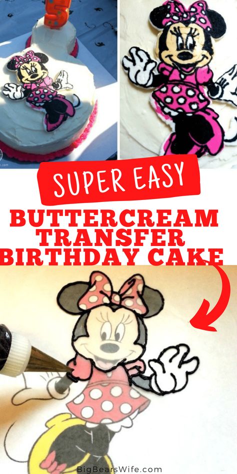 Minnie Mouse Smash Cake 2nd Birthday, Minnie Mouse Cake Diy, Easy Minnie Mouse Cake, Buttercream Transfer Tutorial, Frozen Buttercream Transfer, Buttercream Transfer, Minnie Mouse Birthday Cakes, Transfer Images, Kid Parties