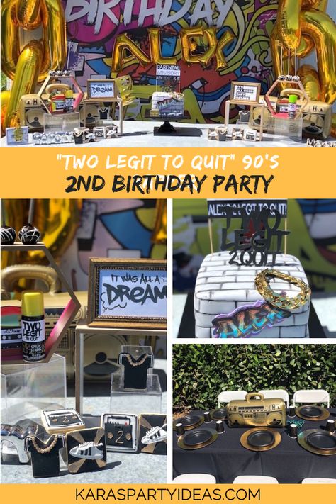 TWO Legit to Quit 90's Rapper 2nd Birthday Party via Kara's Party Ideas - KarasPartyIdeas.com Too Legit To Quit, Hip Hop Birthday Party, Hip Hop Birthday, 2nd Birthday Party For Boys, 2nd Birthday Party For Girl, 2nd Birthday Boys, Second Birthday Ideas, Boy Birthday Party Themes, 2nd Birthday Party Themes