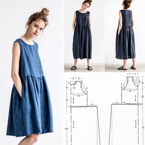 Washi Dress, Linen Dress Pattern, Projek Menjahit, Tunic Sewing Patterns, Dress Patterns Diy, Japanese Sewing Patterns, Boho Styl, Girls Dress Sewing Patterns, Sewing Clothes Women