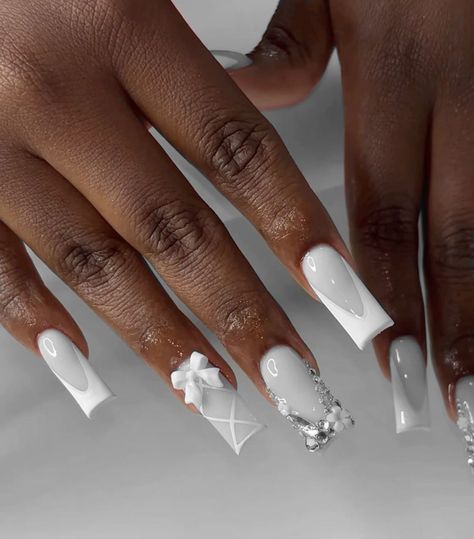 White Nail Sets, Grey Nails, Gray Nails, Nail Sets, Unique Acrylic Nails, White Nail, Acrylic Nails Coffin Short, Uñas Acrilicas, Acrylic Nails Coffin