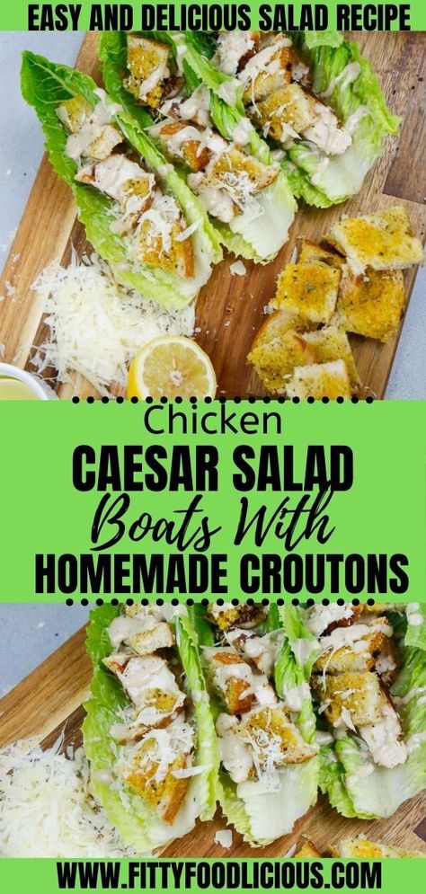 Healthy Food Board, Parmesan Sourdough Bread, Salad Boats, Salad Caesar, Classic Caesar Salad, Salad Chicken, Ham Salad, Chicken Caesar, Chicken Caesar Salad