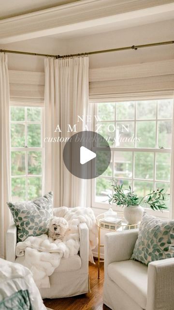 Kinsey Walsh | Home Decor • Design on Instagram: "✨AMAZON custom cordless Roman Shades! You can customize everything about these shades from length/width, lining and color ✨  🔗Comment SHOP for links or find them in my Amazon Storefront (under photos)   🔸Bay Window Roman Shade Details🔸  One (middle big window): 🔹 Marble White Cordless Bamboo 🔹 Outside Mount 🔹 50in Width x 70in Length 🔹 Blackout Liner 🔹 No edge binder  Two (small side windows): 🔹 Marble White Cordless Bamboo 🔹 Outside Mount 🔹 26in Width x 70in Length 🔹 Blackout Liner 🔹 No edge binder  I hung the shades 7 in above my window!   #homedecor #homesweethome #interiordesign #amazonfinds #amazonhome #shopltk #ltkhome" Amazon Window Shades, Bay Window Roman Shades, Blinds Inspiration, Bay Window Treatments, Bay Window Curtains, Cordless Roman Shades, Roman Shade, Big Windows, Amazon Storefront