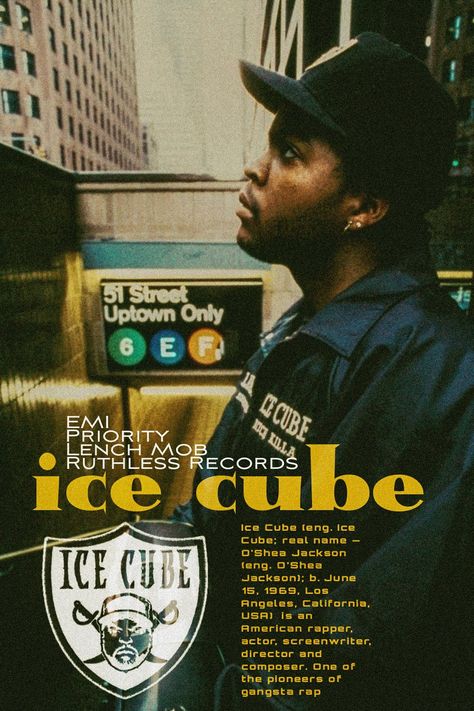 Poster Ice Cube Poster, Friday Ice Cube, Artist Posters, Apt Decor, A$ap Rocky, Biggie Smalls, Gangsta Rap, Music Posters, Poster Designs