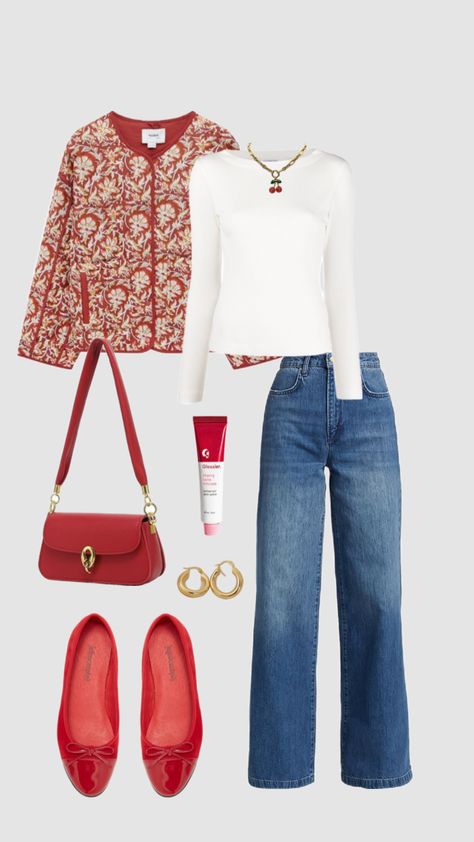 for my ballet flat girlies! 🫶🏻 #outfitinspo #beauty #balletflats #cherry #red #valentines #cute #casual #spring Red Ballet Flats Outfit, Red Flats Outfit, Valentines Cute, Ballet Flats Outfit, Red Ballet Flats, Flats Outfit, Red Flats, Teacher Outfits, Winter Fits