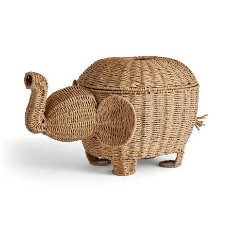 Baby Changing Basket, Baskets With Lids, Changing Basket, Storage Basket With Lid, Seagrass Storage Baskets, Storage Baskets With Lids, Handmade Elephant, Basket With Lid, Whimsical Wonderland