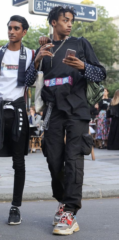 Balenciaga Triple S Street Style, Triple S Outfit Men, Balenciaga Triple S Outfit Men, Balenciaga Triple S Outfit, Triple S Outfit, Mens Winter Fashion Outfits, Balenciaga Style, Film Cover, Blue Outfits