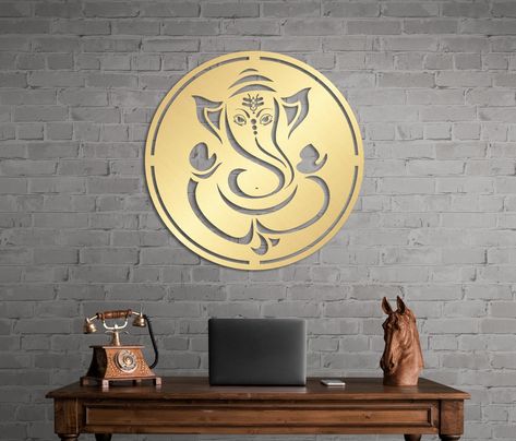 3d Ganesha Wall Art, Wall Hanging Ganesha, Ganesh Mdf Jali Design, Metal Wall Decor Living Room, Brass Ganapati Decoration, Brass Ganesha Decor, Ganesha Elephant, Modern Metal Wall Art, Haridwar