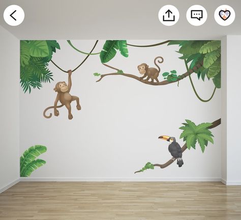 Kids Jungle Room, Jungle Wall Stickers, Jungle Theme Nursery, Jungle Monkey, Jungle Mural, Hanging Monkey, Monkey Wall, Jungle Wall, Kids Room Paint