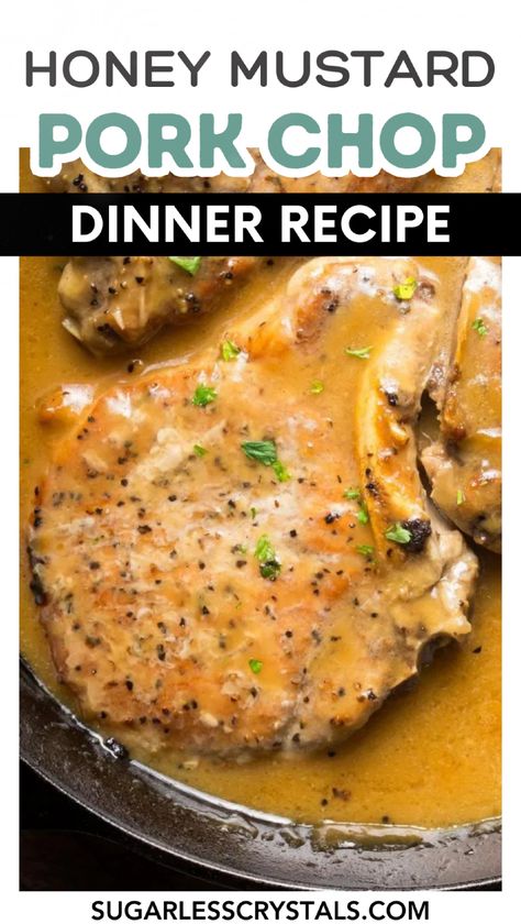 Elevate your weeknight dinner with these easy honey mustard pork chops. Tender and juicy, these pork chops are coated in a sweet and tangy honey mustard sauce that perfectly complements the meat. Whether you're using bone-in or boneless chops, this recipe is quick and simple. Serve alongside rice for a delicious meal that your family will love. Discover the best way to make honey mustard pork chops today! Juicy Boneless Pork Chop Recipes, Bone In Pork Chop Recipe, Make Honey Mustard, Pork Chops Tender, Honey Glazed Pork Chops, Easy Honey Mustard, Super Bowl Party Food Ideas, Healthy Pork Chop Recipes, Honey Mustard Pork Chops