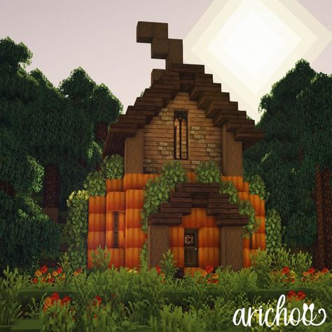 Minecraft House Ideas No Mods, Minecraft Fall Cottage, Minecraft Halloween Town Ideas, Minecraft Halloween Village, Halloween Minecraft Village, Minecraft Halloween Aesthetic, Fall Minecraft House, Witch Aesthetic Minecraft Builds, Mincraft Idea Halloween