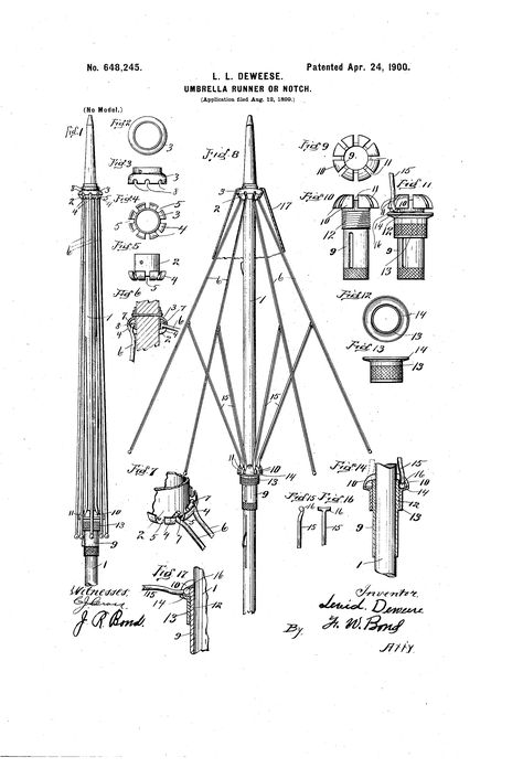 US648245A - Umbrella runner or notch. - Google Patents Umbrella Architecture, Best Patio Umbrella, Side Elevation, Umbrella Design, Barbecue Design, State Of Ohio, Bamboo Structure, Bamboo Architecture, Umbrella Designs