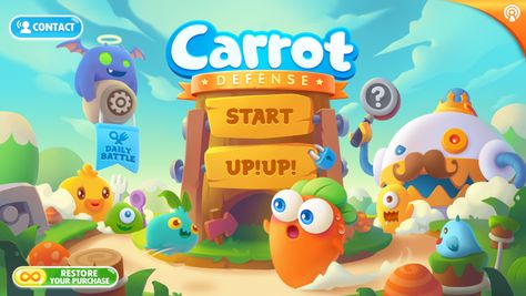 Carrot DefenseGame UISplash Screen Mobile Game Ui, Mobile App Games, Match 3 Games, Logo Game, Youth Games, Ui Game, Gaming Banner, Splash Screen, Game Interface